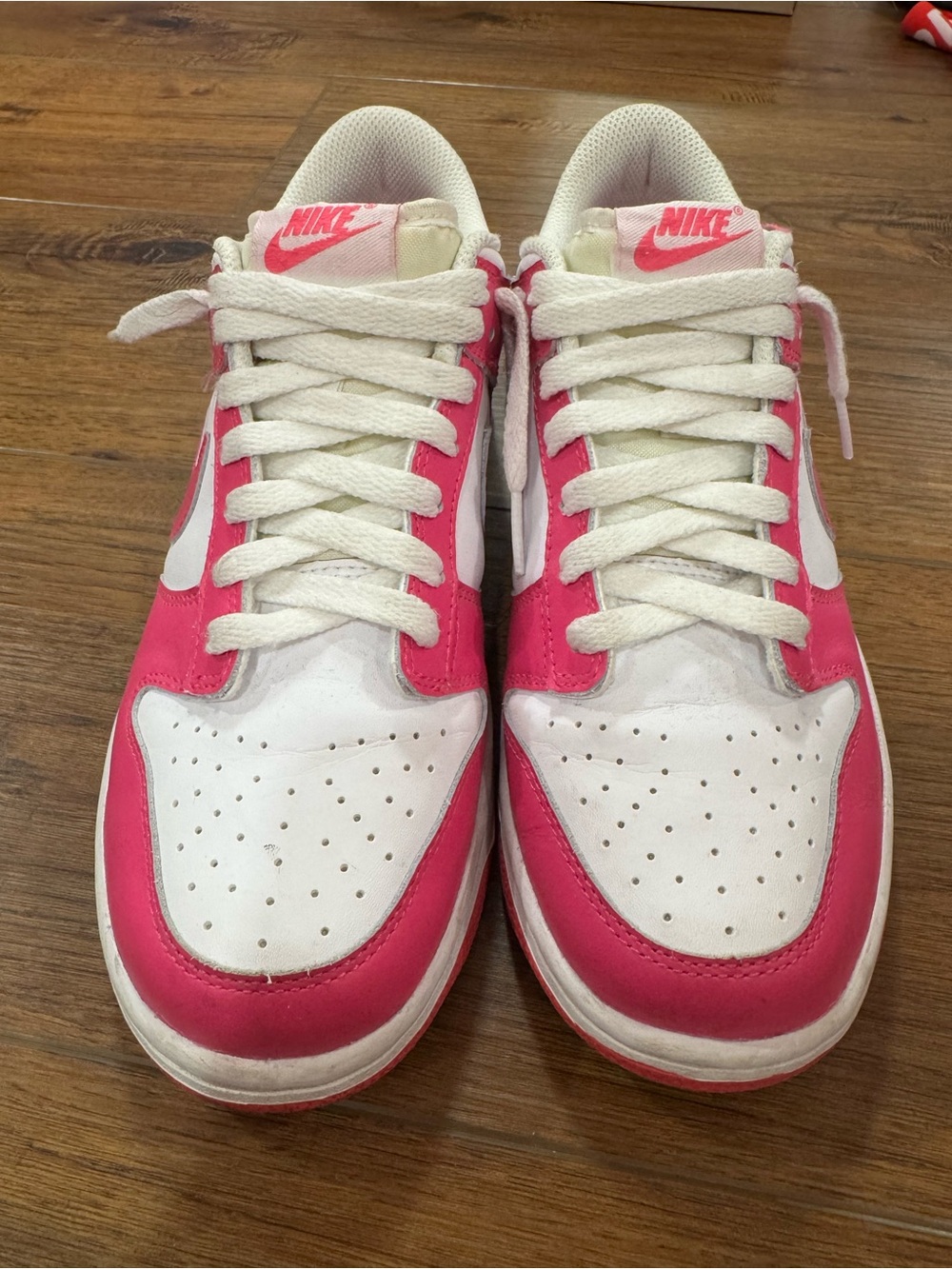 Nike Kids Pink and White Low-Top Sneakers